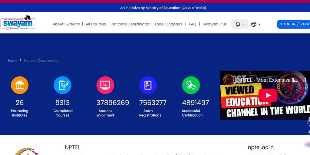 5 Powerful Government Platforms Every Student Must Use in 2026 for Free Learning 5 NPTEL – Learn Directly from IITs & IISc (5 Powerful Government Platforms)