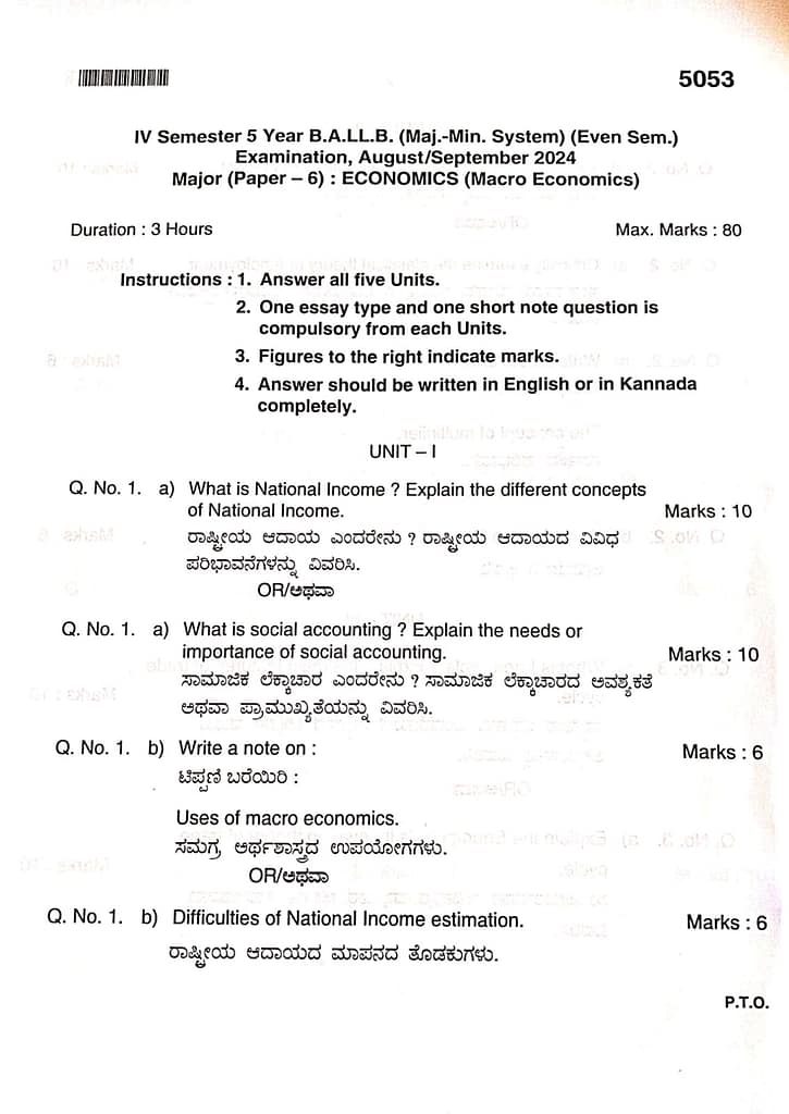MAJOR-6-MACRO ECONOMICS-QUESTION PAPER-2024 2 MAJOR-6-MACRO ECONOMICS-QUESTION PAPER-2024