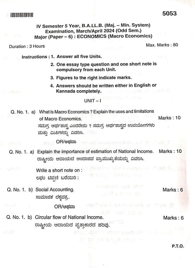 MAJOR-6-MACRO ECONOMICS-QUESTION PAPER 2 MAJOR-6-MACRO ECONOMICS-QUESTION PAPER