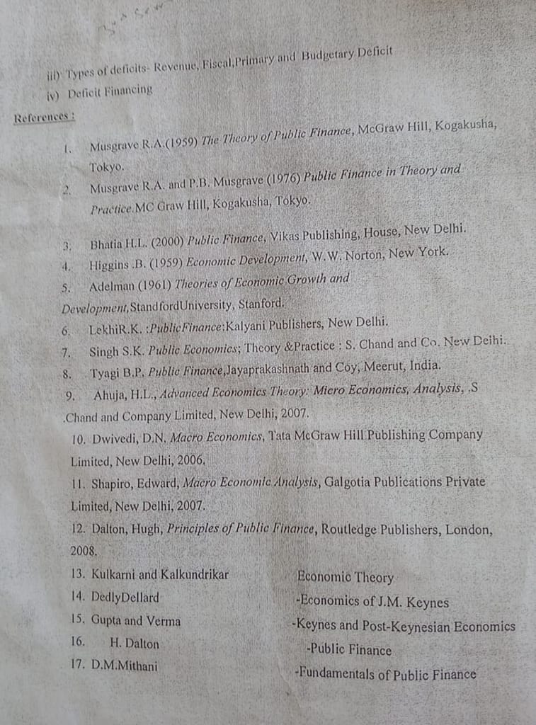 Syllabus of Economics- Major/Minor--3- Economic Theory and Public Finance. 3 Syllabus of Economics- Major/Minor--3- Economic Theory and Public Finance.
