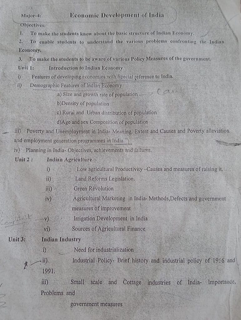 Syllabus of Economics Major-4- Economic Development of India. 2 Syllabus of Economics Major-4- Economic Development of India.