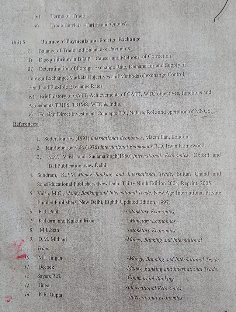 Syllabus of Economics Major/Minor-2- Money, Banking and International Trade. 3 Syllabus of Economics Major/Minor-2- Money, Banking and International Trade.
