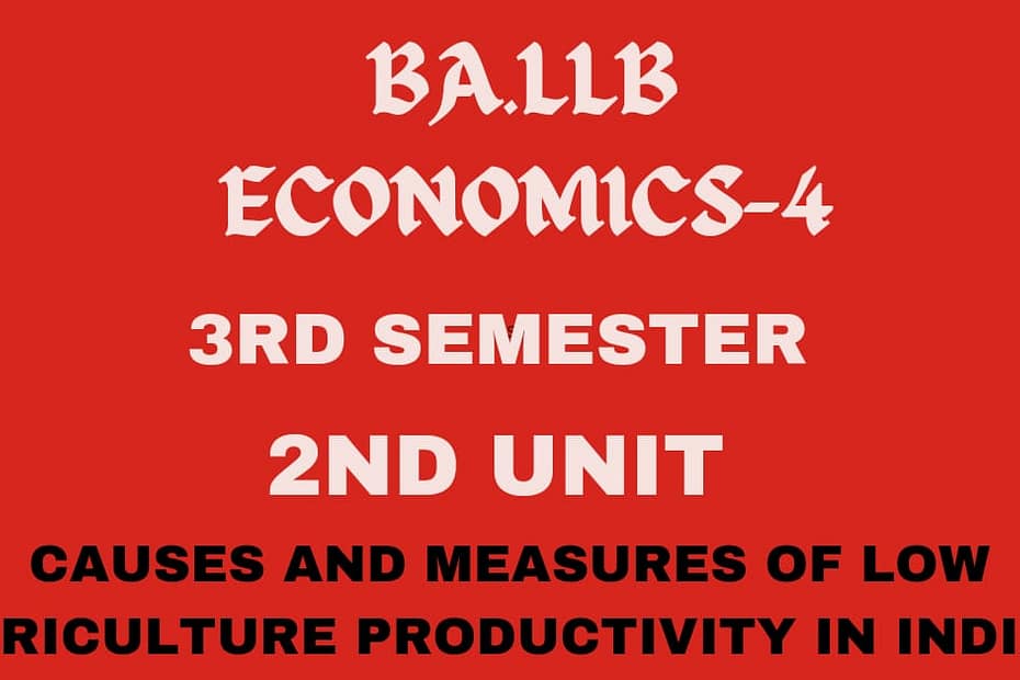 What is agricultural productivity? explain the causes and measures of low agricultural productivity in India.