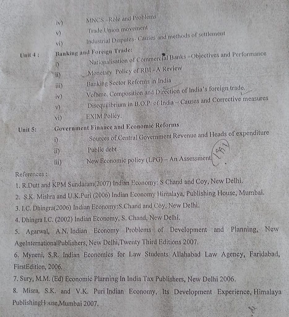 Syllabus of Economics Major-4- Economic Development of India. 3 Syllabus of Economics Major-4- Economic Development of India.